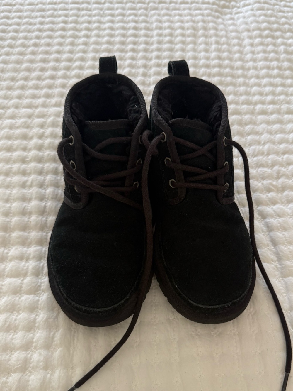 UGG Black Suede Lace-Up Ankle Booties